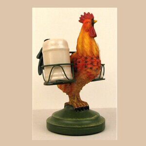 Rooster Holding Salt & Pepper Stands over 8" tall 73873